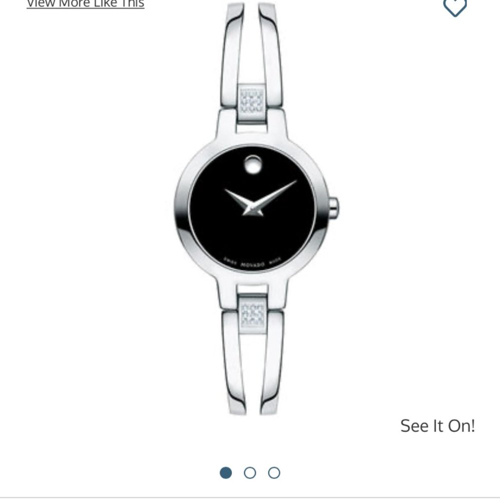 Ladies Movado Amorosa 1/15 CT. T. W. Diamond Bangle watch with Black Dial